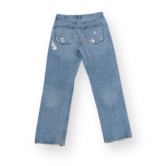 Agolde Light Blue Distressed Straight Leg Jeans - Picture 11 of 15